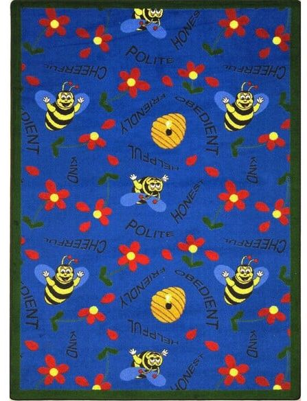 Joy Carpets Kid Essentials Bee Attitudes Blue