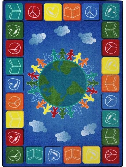 Joy Carpets Kid Essentials Peace Love Books Multi