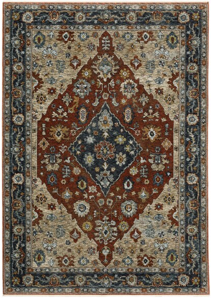 Oriental Weavers Aberdeen 1143H Rust and  Blue