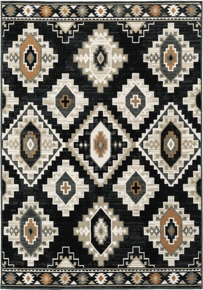 Oriental Weavers Georgia 605F0 Charcoal and  Ivory