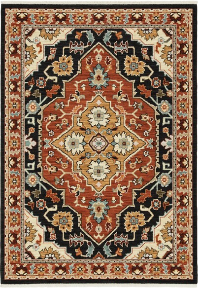 Oriental Weavers Lilihan 4929A Black and  Rust