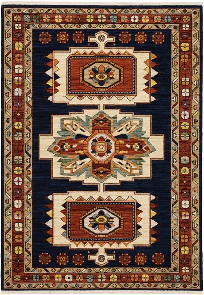 Oriental Weavers Lilihan 090B6 Blue and  Red