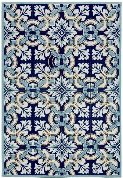 Trans Ocean Ravella Floral Tile Navy 2253/33