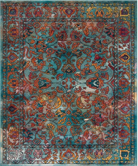 Safavieh Crystal CRS515A Light Blue and Orange