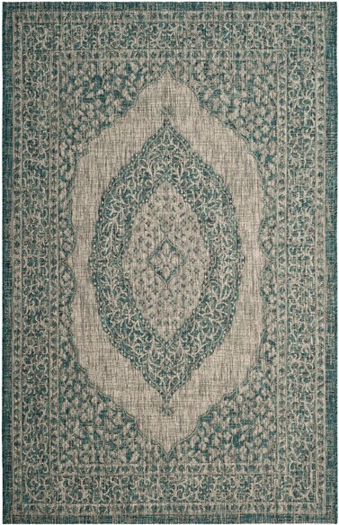 Safavieh Courtyard CY875137212 Light Grey and Teal