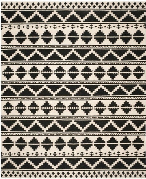 Safavieh Dhurries DHU110A Black and Ivory