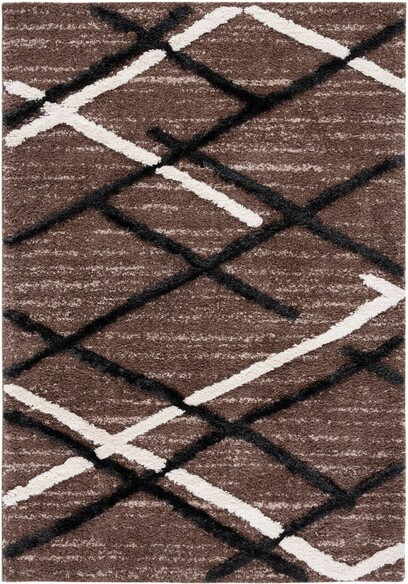 Safavieh HiLo Shag HLS206T Brown and Ivory Charcoal